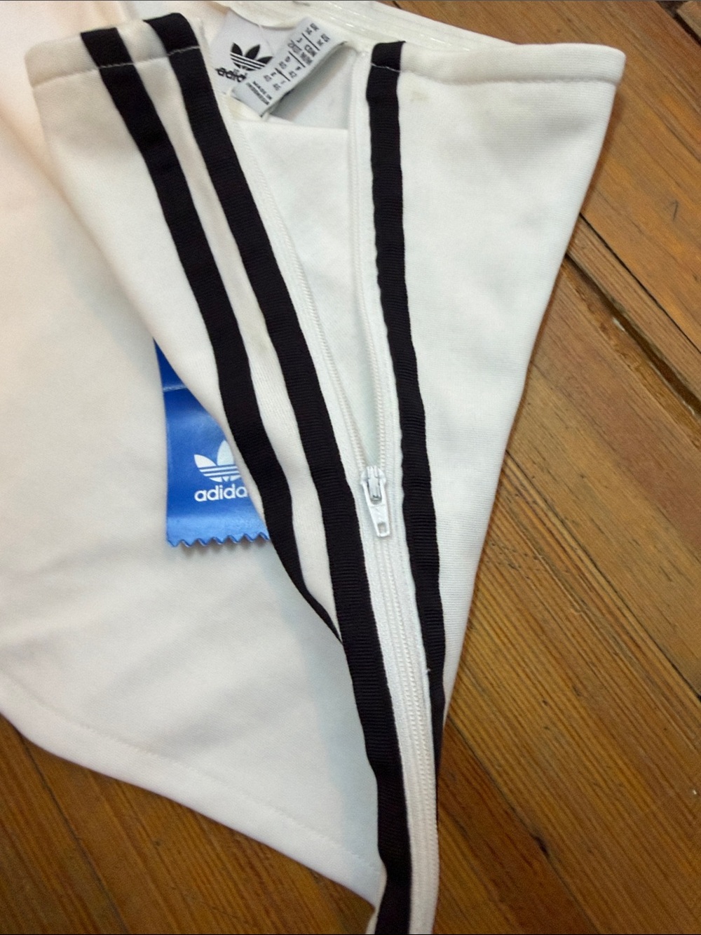adidas White Strapless Tube Top with Black Side Stripes and Logo Tag - Picture 4 of 7